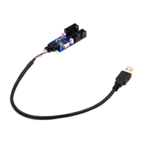 U2-066 USB 2.0 Type-A Male 1 to 2 Female Motherboard 9-pin Header Extension HUB Adapter Port Multiplier - 1