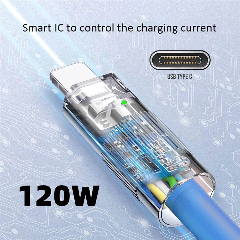 UC-003-0R-1.0M for iPhone 15 Series 1m USB Type C to USB-C Liquid Silicone Ultra Soft 120W Fast Charge Data Cable - Blue - 4