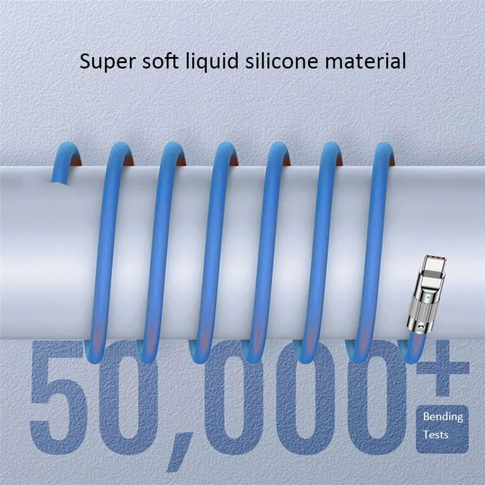 UC-003-0R-1.0M for iPhone 15 Series 1m USB Type C to USB-C Liquid Silicone Ultra Soft 120W Fast Charge Data Cable - Blue - 6