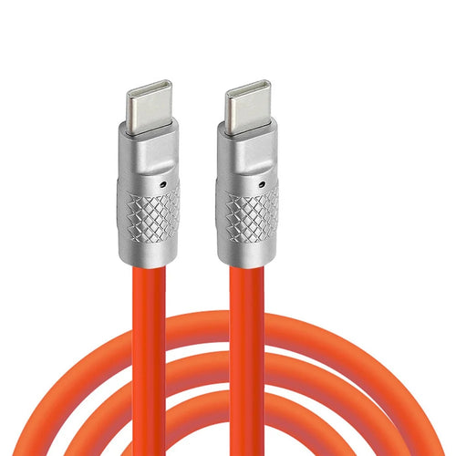 UC-003-0R-2.0M for iPhone 15 Series 2m USB Type C to USB-C 120W Fast Charge Cord Ultra Soft Liquid Silicone Data Cable - Orange - 1