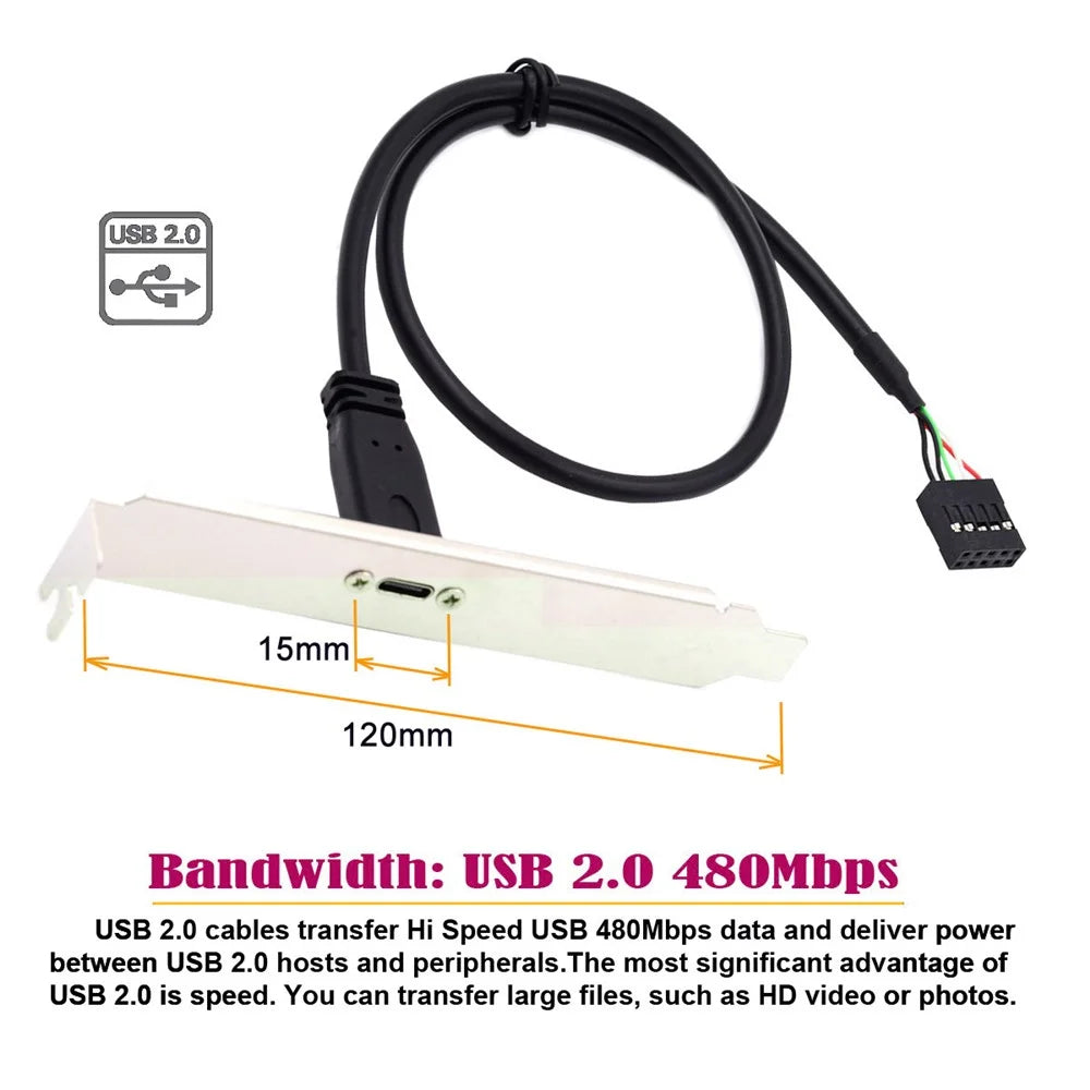 UC-138 Single Port USB 3.1 Type C USB-C Female to USB 2.0 Motherboard 9pin 10pin Header Cable - 7