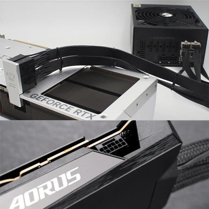 12VHPWR ATX3.0 PCI-E 5.0 Power Modular Adapter to 4 ATX 8Pin 90 Degree Up Angled for 4080 5090TI 16Pin 12+4P Graphics Card - 3