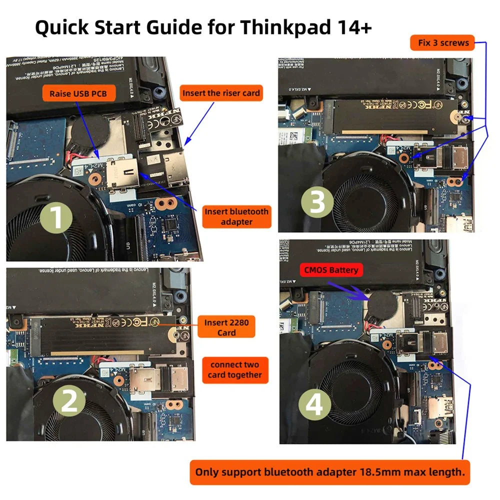 PCI-E 3.0 M.2 M-key to Oculink SFF-8612 SFF-8611 Host Adapter for ThinkBook 14+ Laptop External Graphics Card & SSD - 3