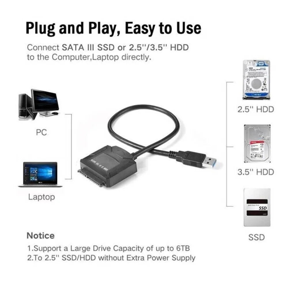 U3-027-OD USB 3.0 to Angled SATA 22 Pin Adapter Cable for 2.5", 3.5" Hard Disk Drive SSD for Desktop Laptop - 3
