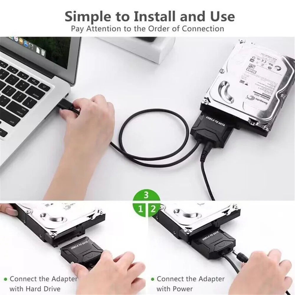 U3-027-OD USB 3.0 to Angled SATA 22 Pin Adapter Cable for 2.5", 3.5" Hard Disk Drive SSD for Desktop Laptop - 4