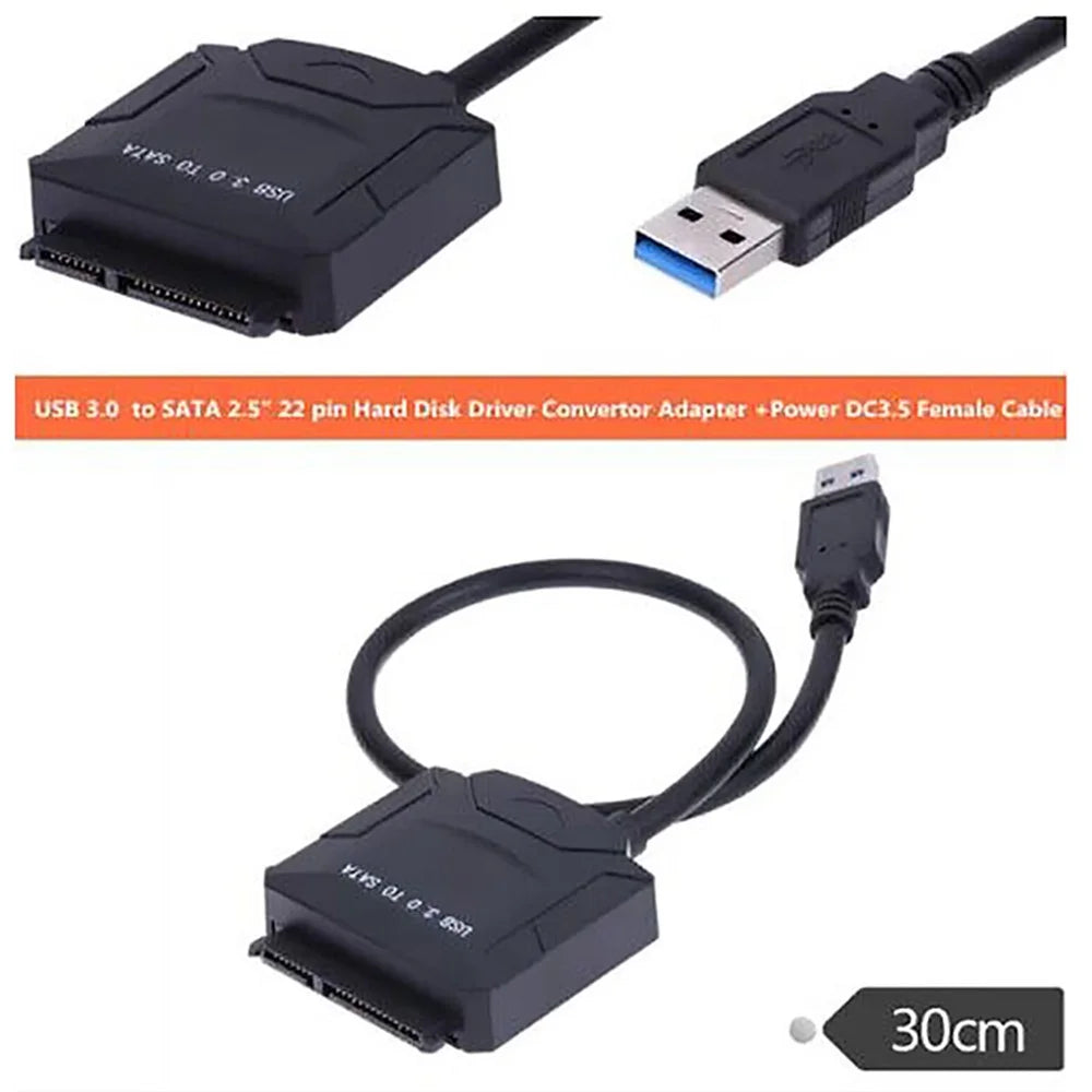 U3-027-OD USB 3.0 to Angled SATA 22 Pin Adapter Cable for 2.5", 3.5" Hard Disk Drive SSD for Desktop Laptop - 5