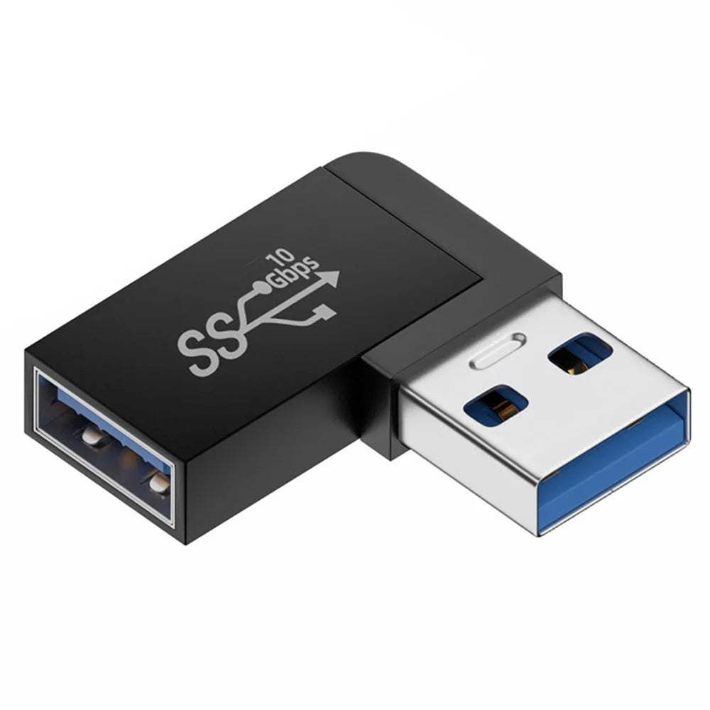 U3-018-RF 10Gbps USB3.0 Male to Female Extension Power Data Video Adapter 90-Degree Angled Type - 1