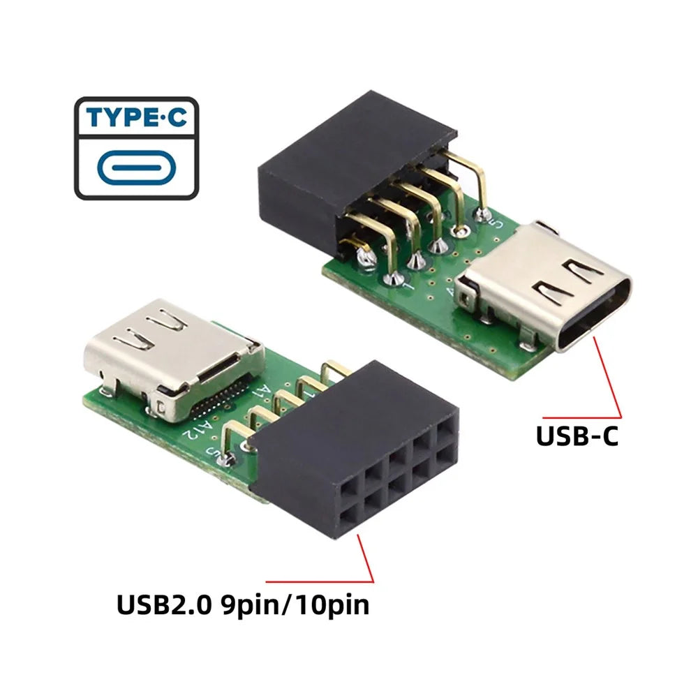 UC-141-TC001 Single Port Type-C 3.1 Female to USB 2.0 Motherboard 9Pin 10Pin Adapter PCBA 480Mbps - 4