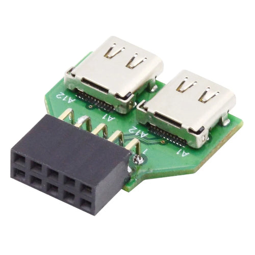 UC-141-TC002 Dual Port Type-C 3.1 Female to USB 2.0 Motherboard 9Pin 10Pin Adapter PCBA 480Mbps - 1