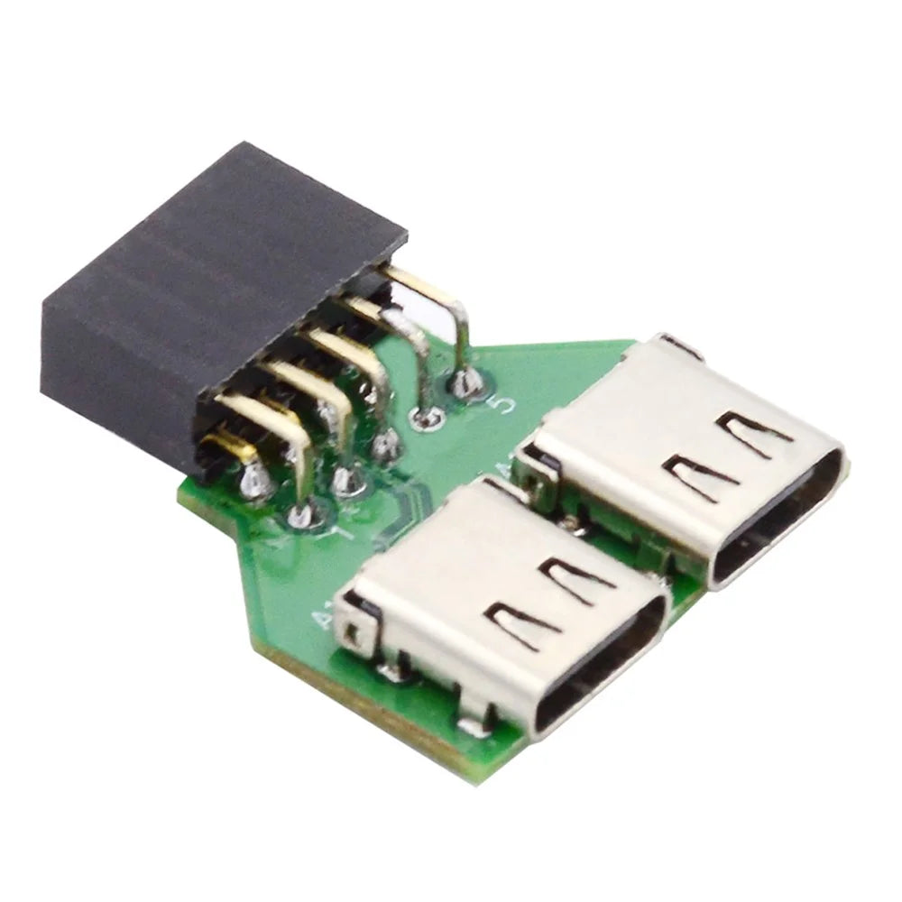 UC-141-TC002 Dual Port Type-C 3.1 Female to USB 2.0 Motherboard 9Pin 10Pin Adapter PCBA 480Mbps - 2