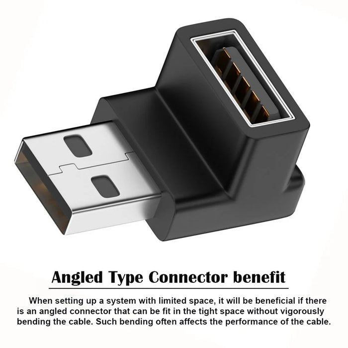 U3-018-DN 10Gbps USB3.0 Male to USB3.0 Female Adapter 90 Degree Angled Type Video Adapter - 5