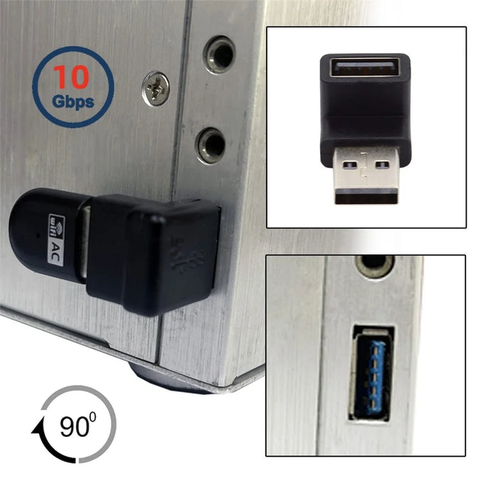 U3-018-DN 10Gbps USB3.0 Male to USB3.0 Female Adapter 90 Degree Angled Type Video Adapter - 6