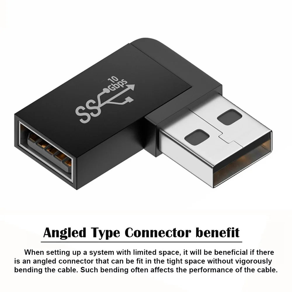 U3-018-LF 10Gbps USB3.0 Male to Female Extension Adapter 90 Degree Left Angled Type Video Adapter - 6
