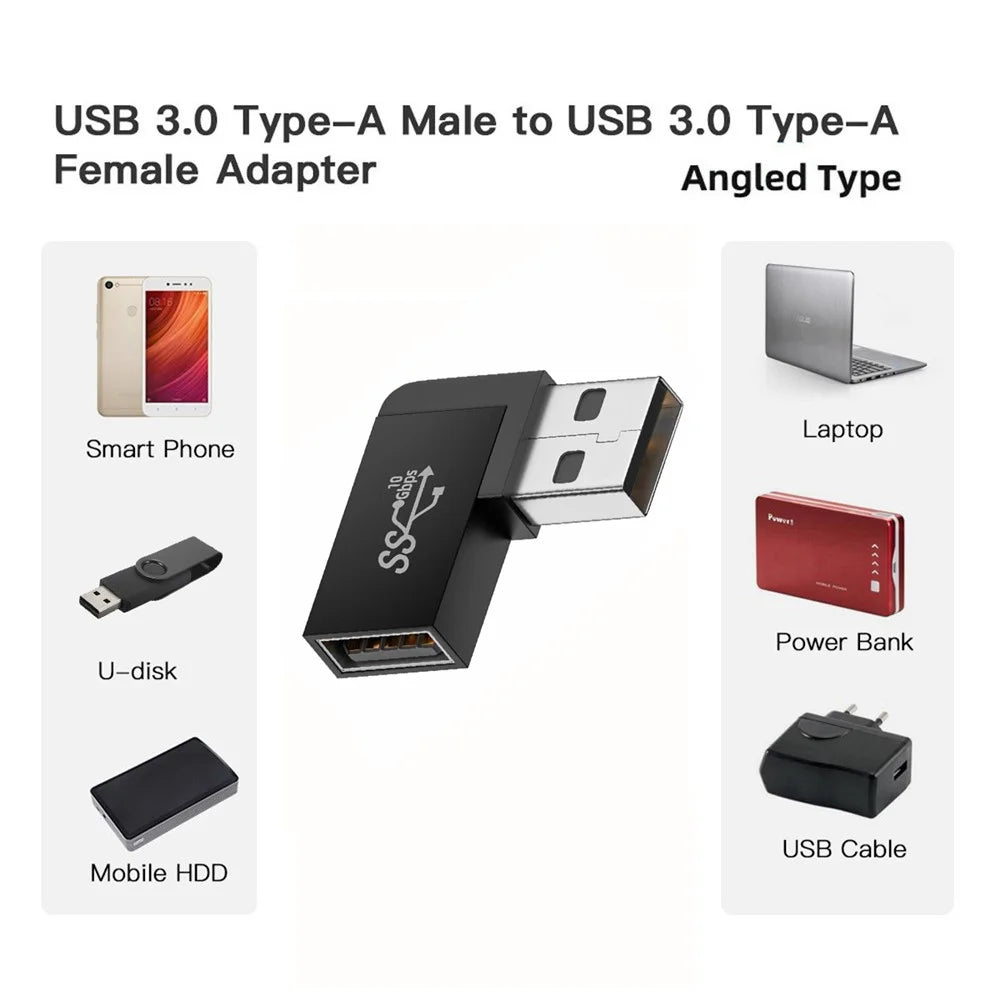 U3-018-LF 10Gbps USB3.0 Male to Female Extension Adapter 90 Degree Left Angled Type Video Adapter - 7