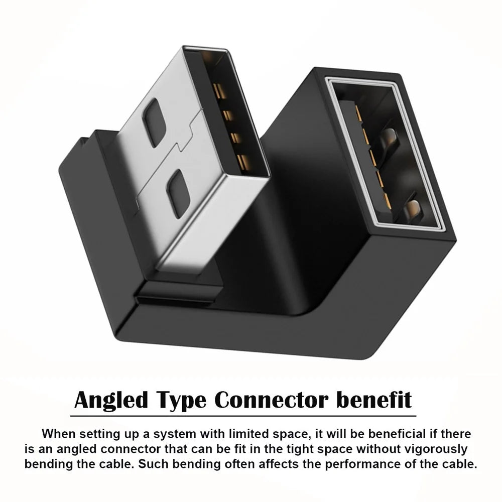 U3-018-OU 10Gbps USB3.0 Male to Female Extension Power Data Video Adapter Opposite U-Shape Back Angled - 6