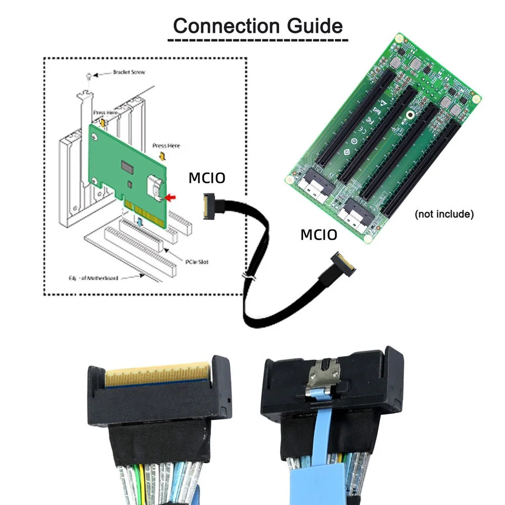 SF-063 50cm MCIO 74Pin Male to SFF-8654 74Pin Male Extension Cable PCI-E 5.0 Mini Cool Edge IO MCIO Cable - 3