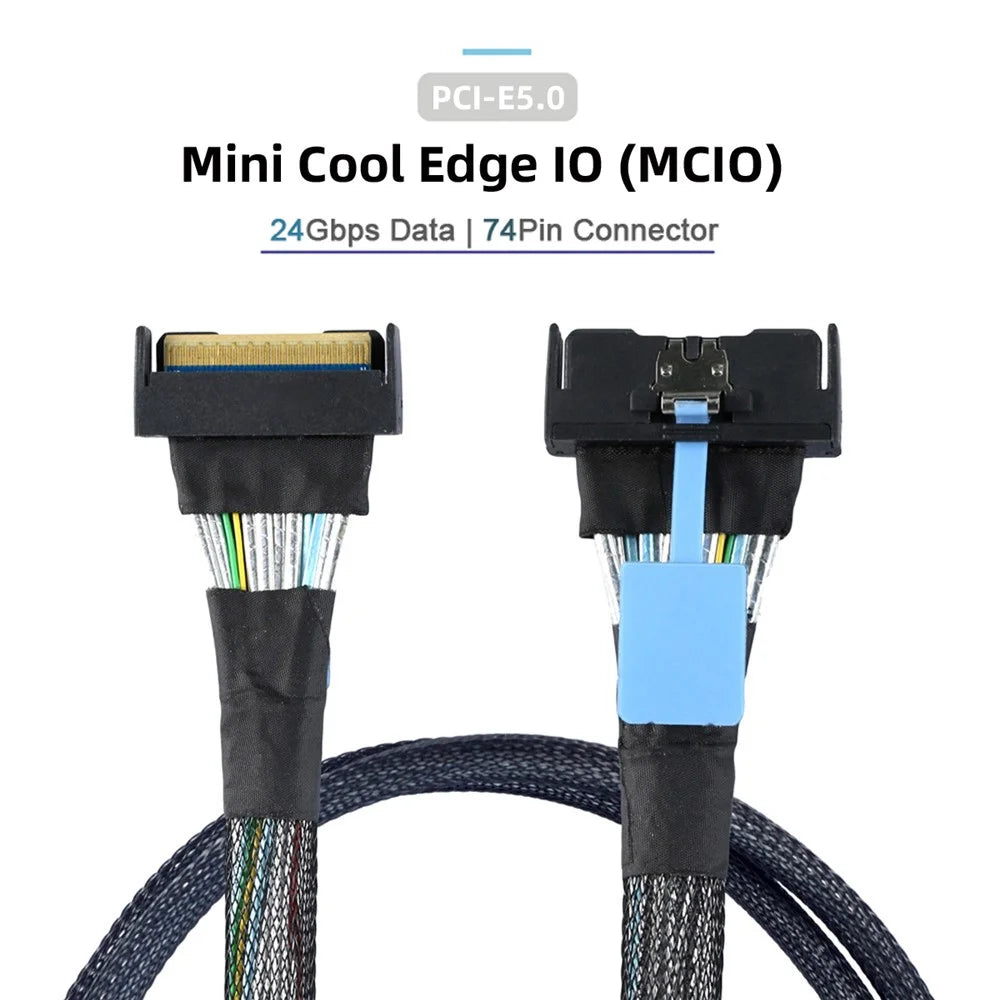 SF-063 50cm MCIO 74Pin Male to SFF-8654 74Pin Male Extension Cable PCI-E 5.0 Mini Cool Edge IO MCIO Cable - 4