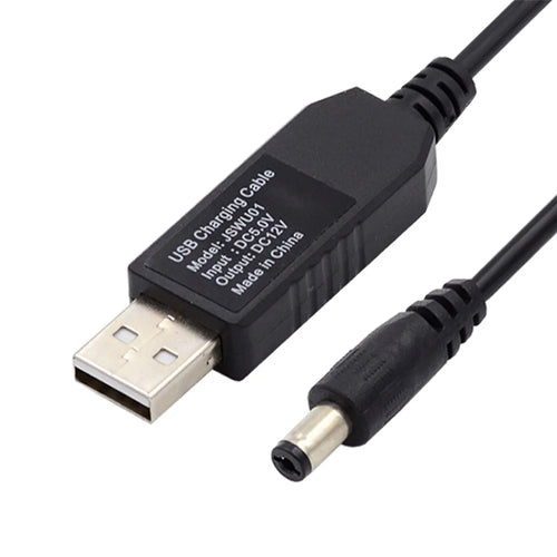U2-051-5521MM 1m USB 2.0 Type-A DC5V to DC12V 5.5x2.1mm 5.5x2.5mm Voltage Riser Boost Converter Cable - 1