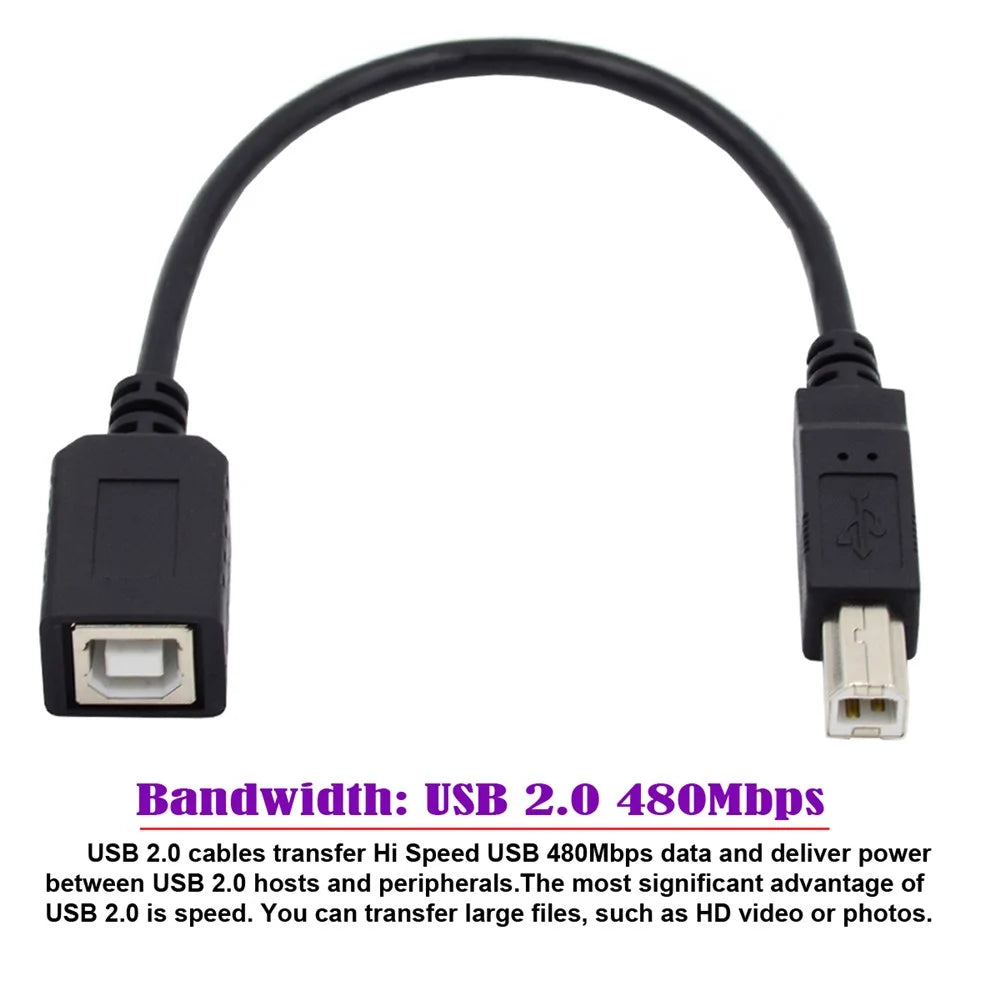 U2-068-BK 20cm USB 2.0 B Type Male to Female Extension Cable 20cm for Printer Scanner Hard Disk - 6