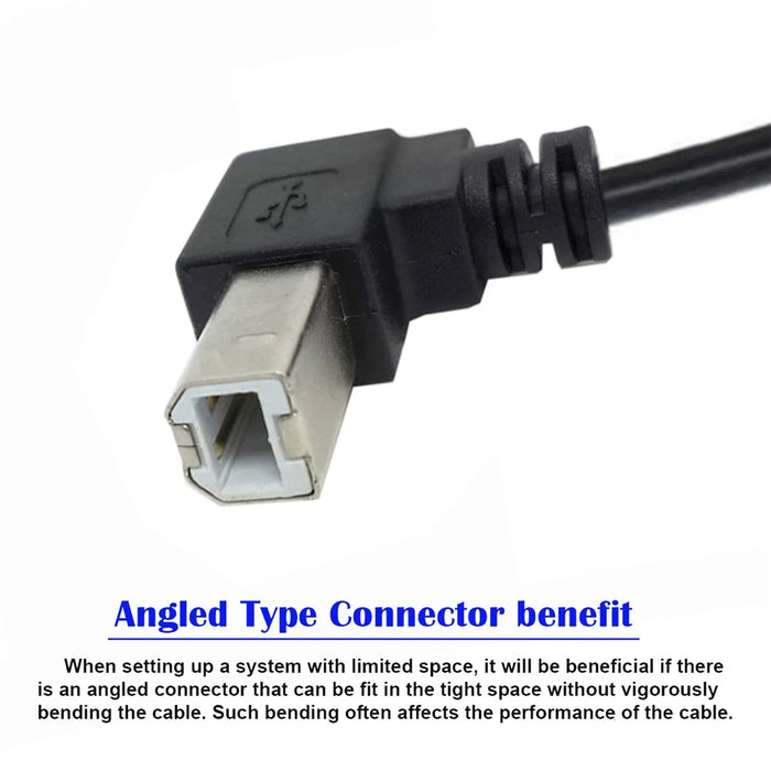 U2-068-UP 20cm Elbow Type B Male USB 2.0 to Female Extension Cable 480Mbps Data Transfer for Printer Scanner Disk - 4
