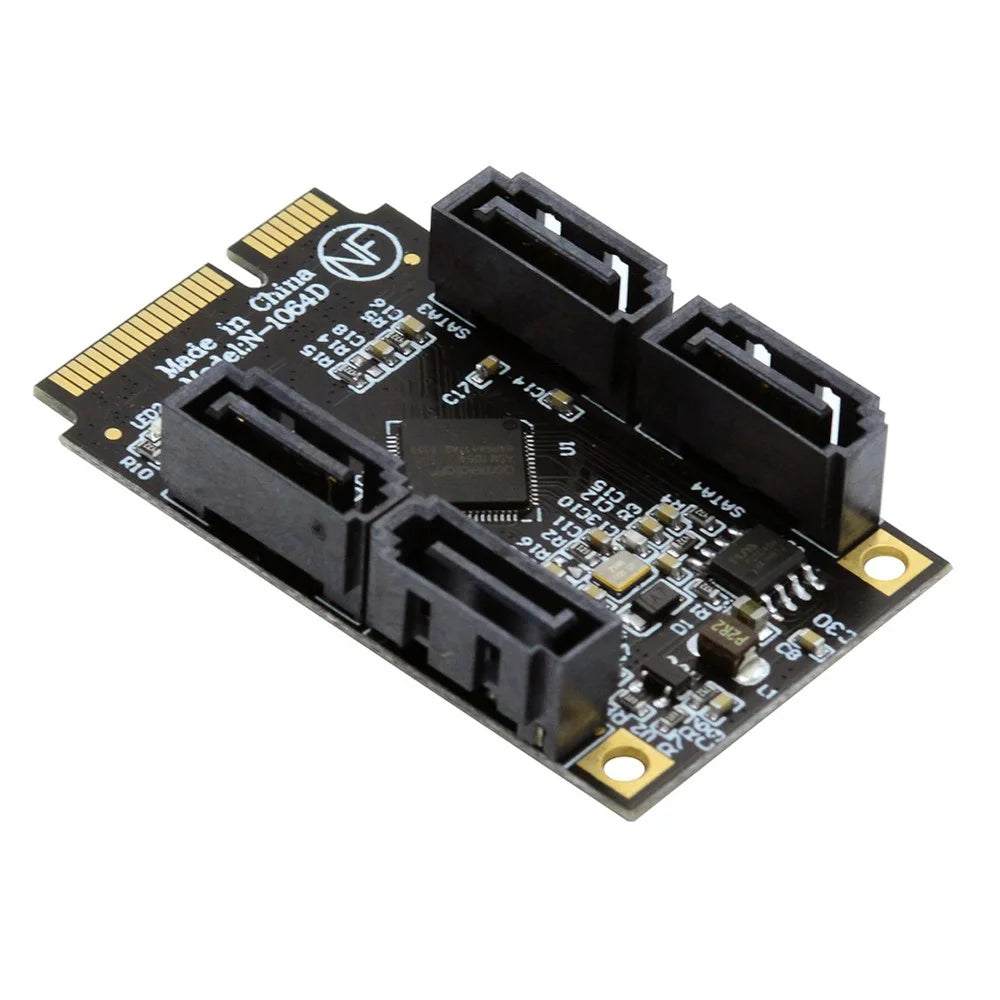 SA-033-4P Mini PCI-E to SATA 3.0 Four Ports Converter 6Gbps PCI Express SSD Adapter Card - 1