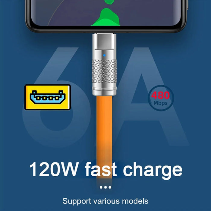 U2-089-OR-1.0M USB-A to Micro USB Cable Liquid Silicone USB2.0 480Mbps Data Cord for Laptop Tablet Phone - 5