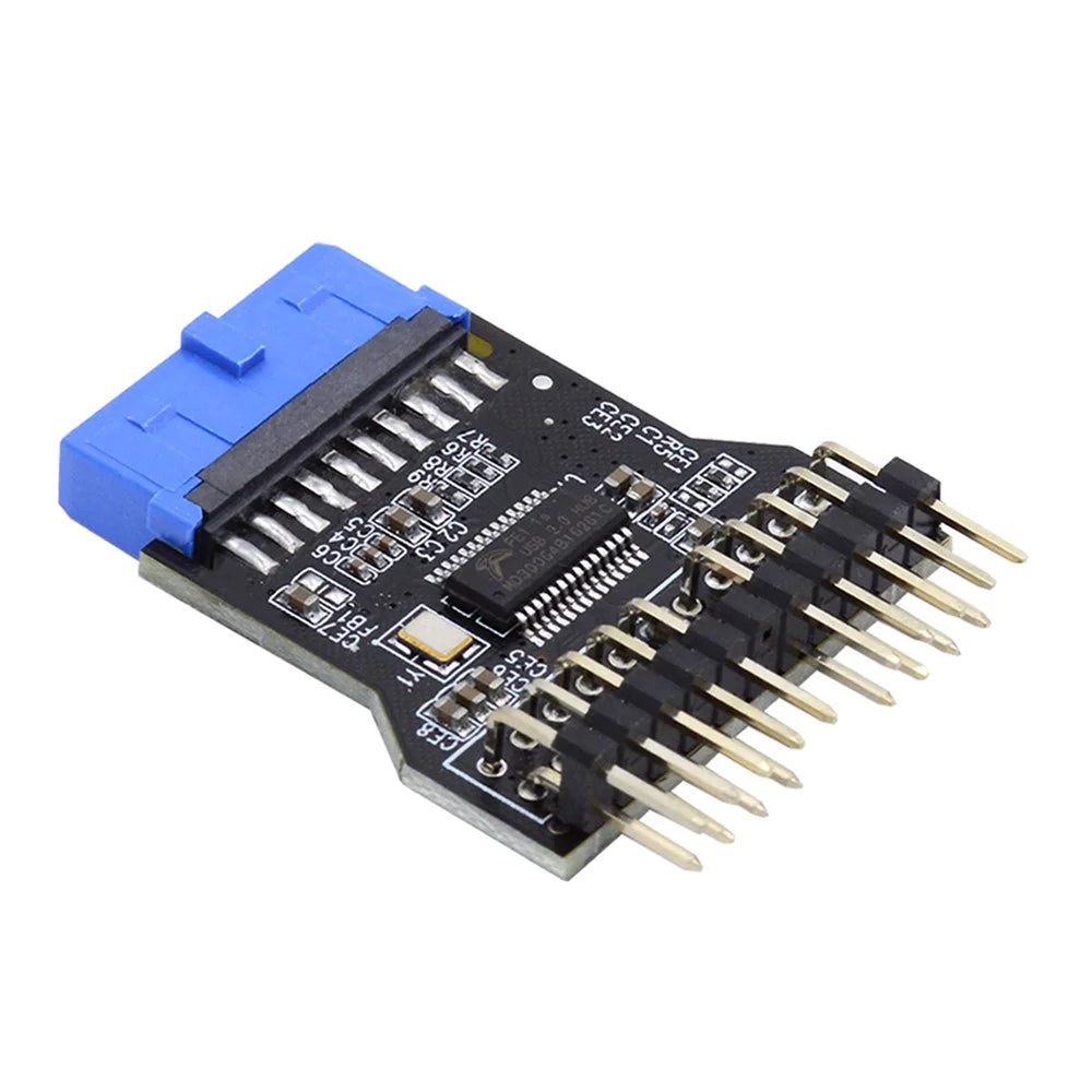 U3-022 Motherboard 19Pin USB 3.0 Header 1 to 2 USB2.0 9Pin Extension HUB Connector Adapter - 1