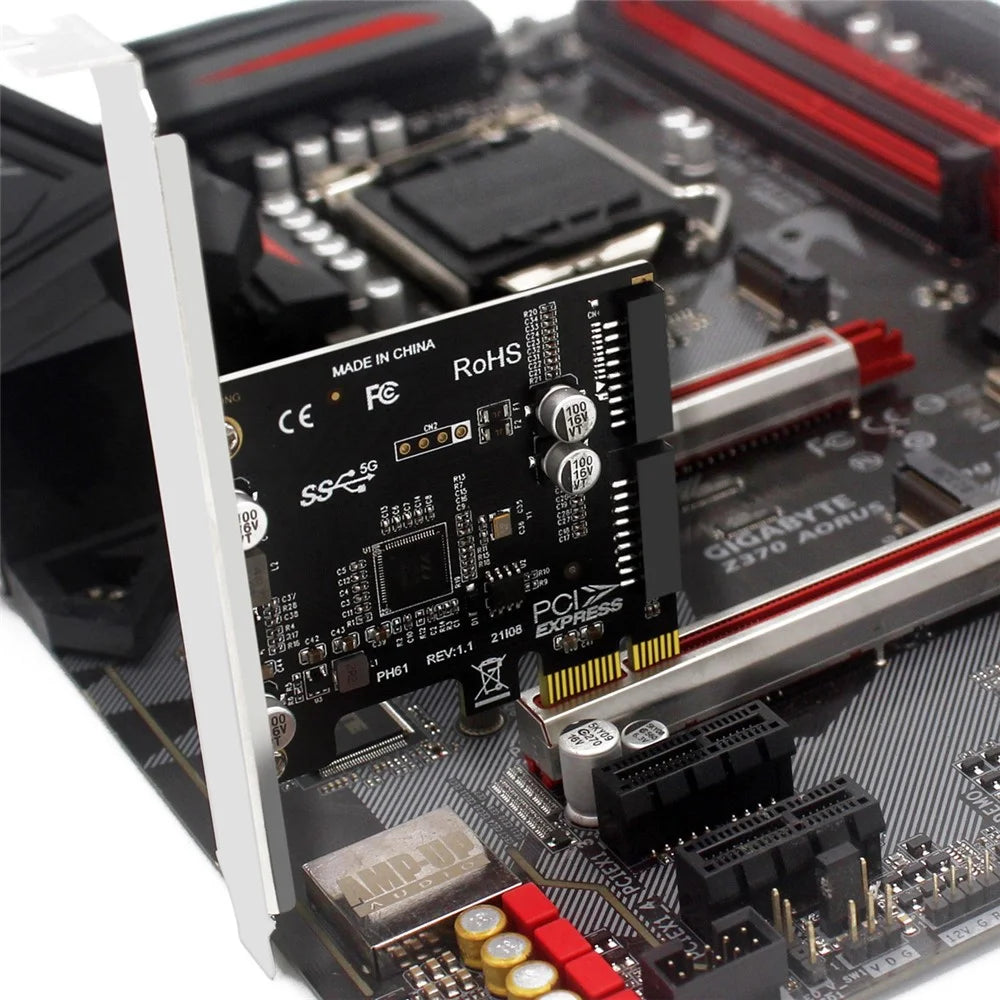 U3-048 PCI-E 1X Express Card to 19Pin 20Pin USB 3.0 Front Panel Header 5Gbps VL805 Adapter - 7