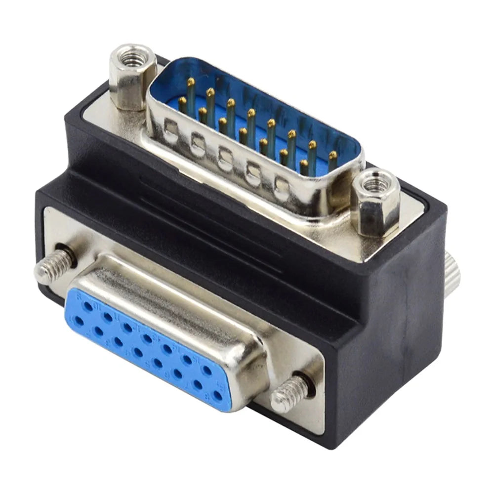 DB-017-DN DSUB D-subminiature 15Pin Male Nut to Female Screw Extension Adapter DB Connector 90 Degree Angled - 1