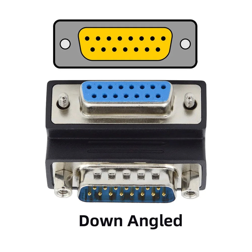DB-017-DN DSUB D-subminiature 15Pin Male Nut to Female Screw Extension Adapter DB Connector 90 Degree Angled - 3