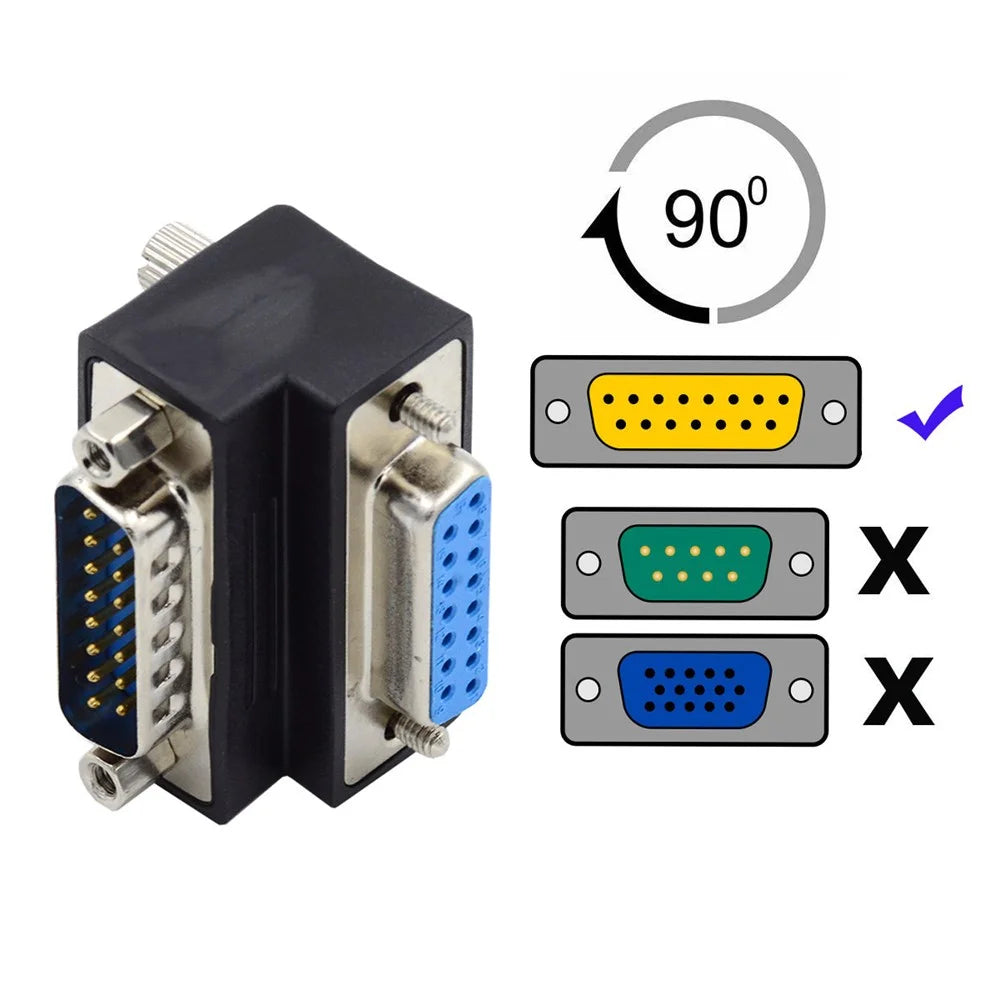 DB-017-DN DSUB D-subminiature 15Pin Male Nut to Female Screw Extension Adapter DB Connector 90 Degree Angled - 5