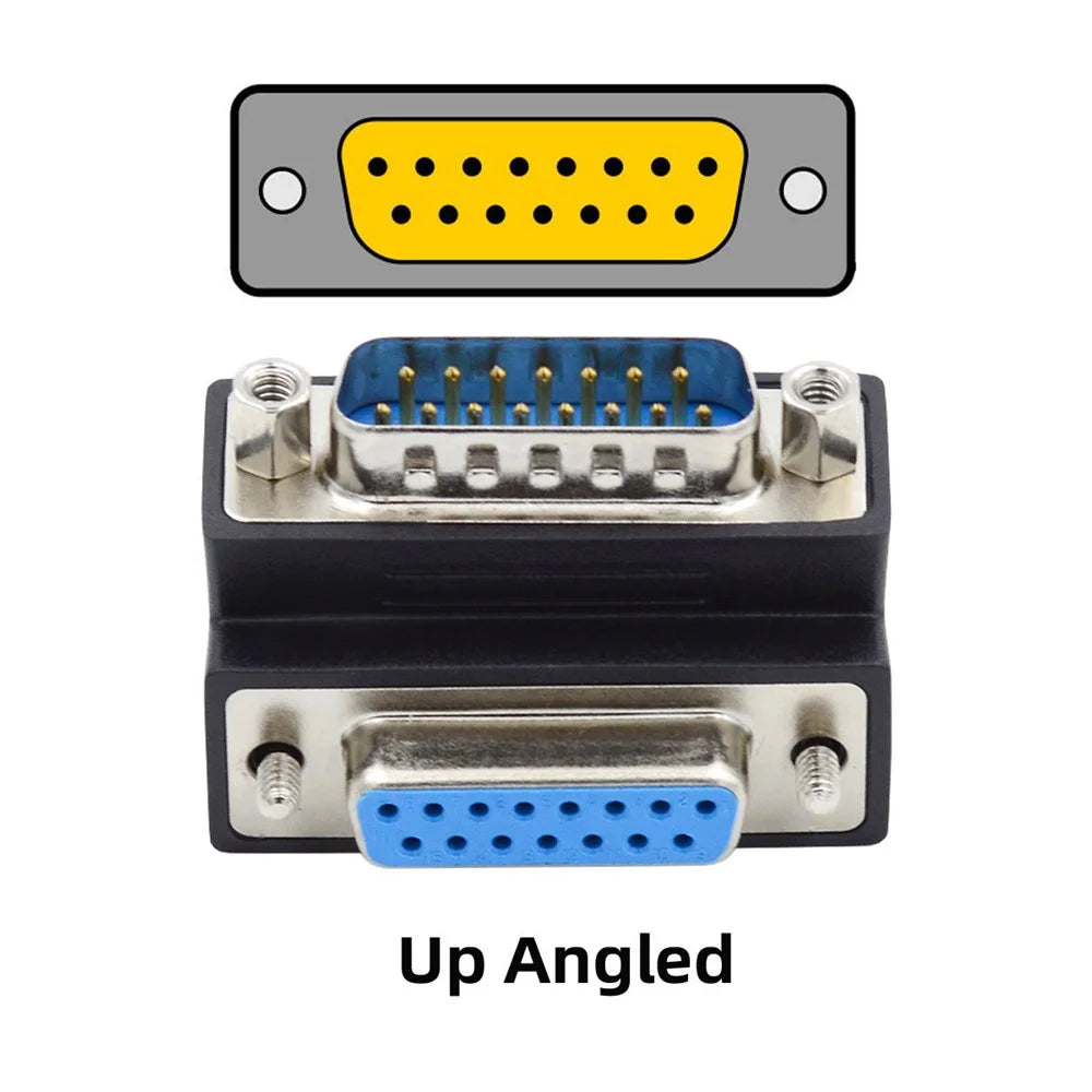 DB-017-UP 90 Degree Angled DSUB D-subminiature 15Pin Male Nut to Female Screw Adapter DB Connector - 3