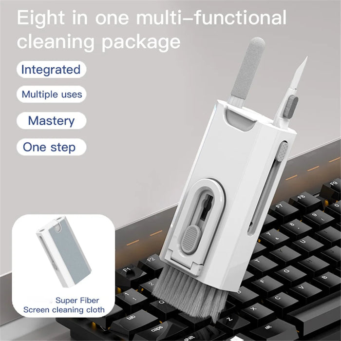 Q8 Bluetooth-compatible Headset Keyboard Screen Cleaning Tools Kit Dust Removal Pen Brush Key Puller Set - Blue - 4