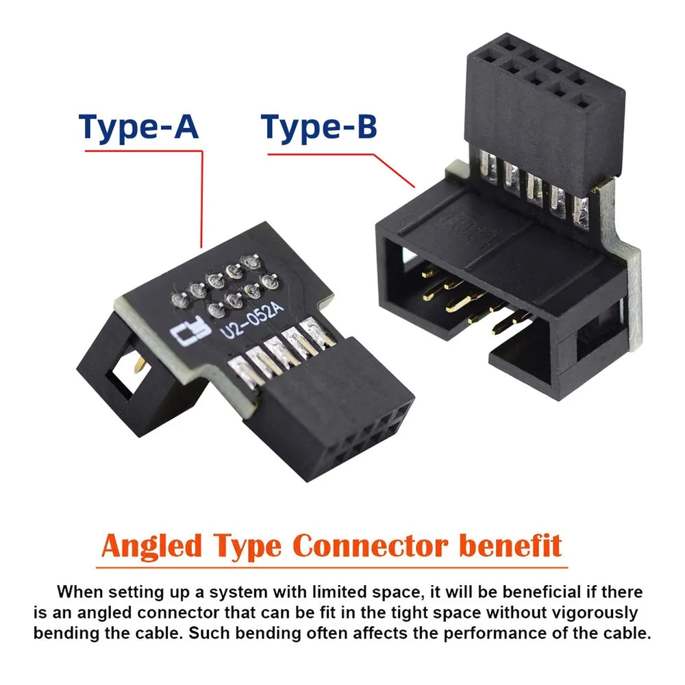 U2-052 1 Set Down & Up Angled USB 2.0 10Pin 9Pin Header Male to Female Extension Adapter Motherboard Connector - 3
