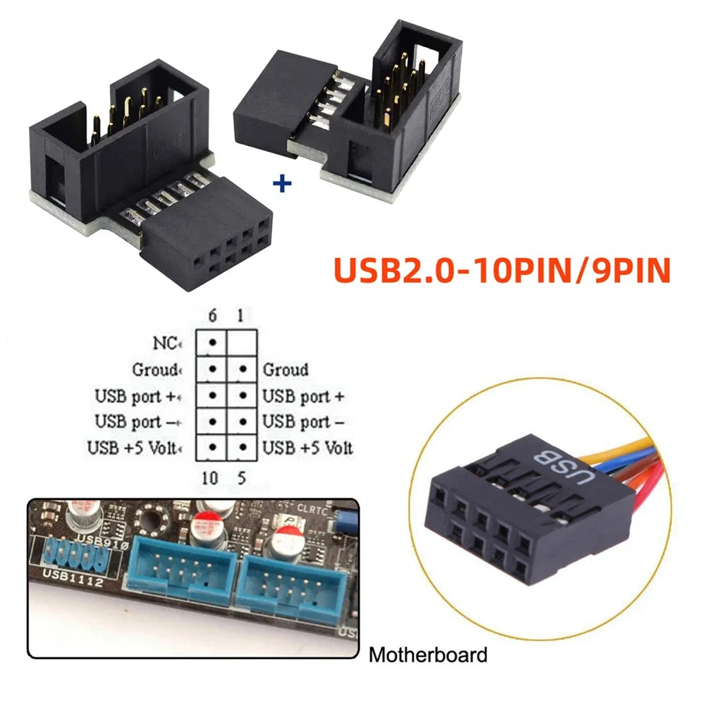 U2-052 1 Set Down & Up Angled USB 2.0 10Pin 9Pin Header Male to Female Extension Adapter Motherboard Connector - 4