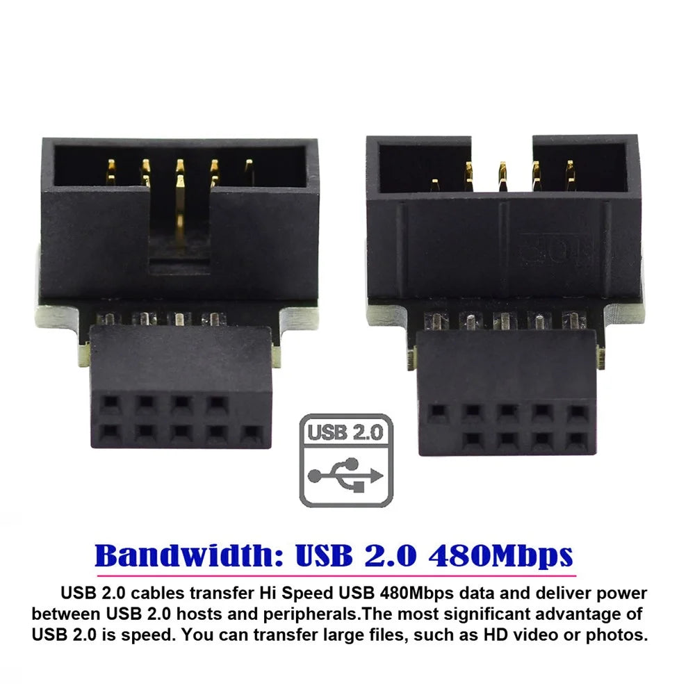 U2-052 1 Set Down & Up Angled USB 2.0 10Pin 9Pin Header Male to Female Extension Adapter Motherboard Connector - 5
