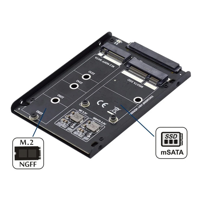 SA-060 Dual MSATA NGFF B+M SSD Card JBOD Raid 0 Span Bridge to 2.5inch SATA Combo HDD Disk Drive Enclosure - 2
