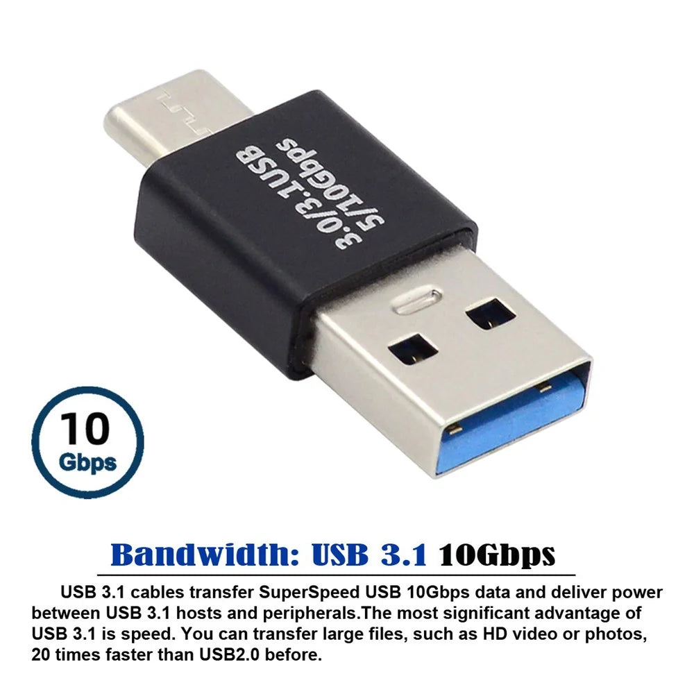 UC-070-TC001 Fast Data Transfer USB 3.0 Male to USB 3.1 Type-C Male Charge Adapter for Laptop Phone - 2