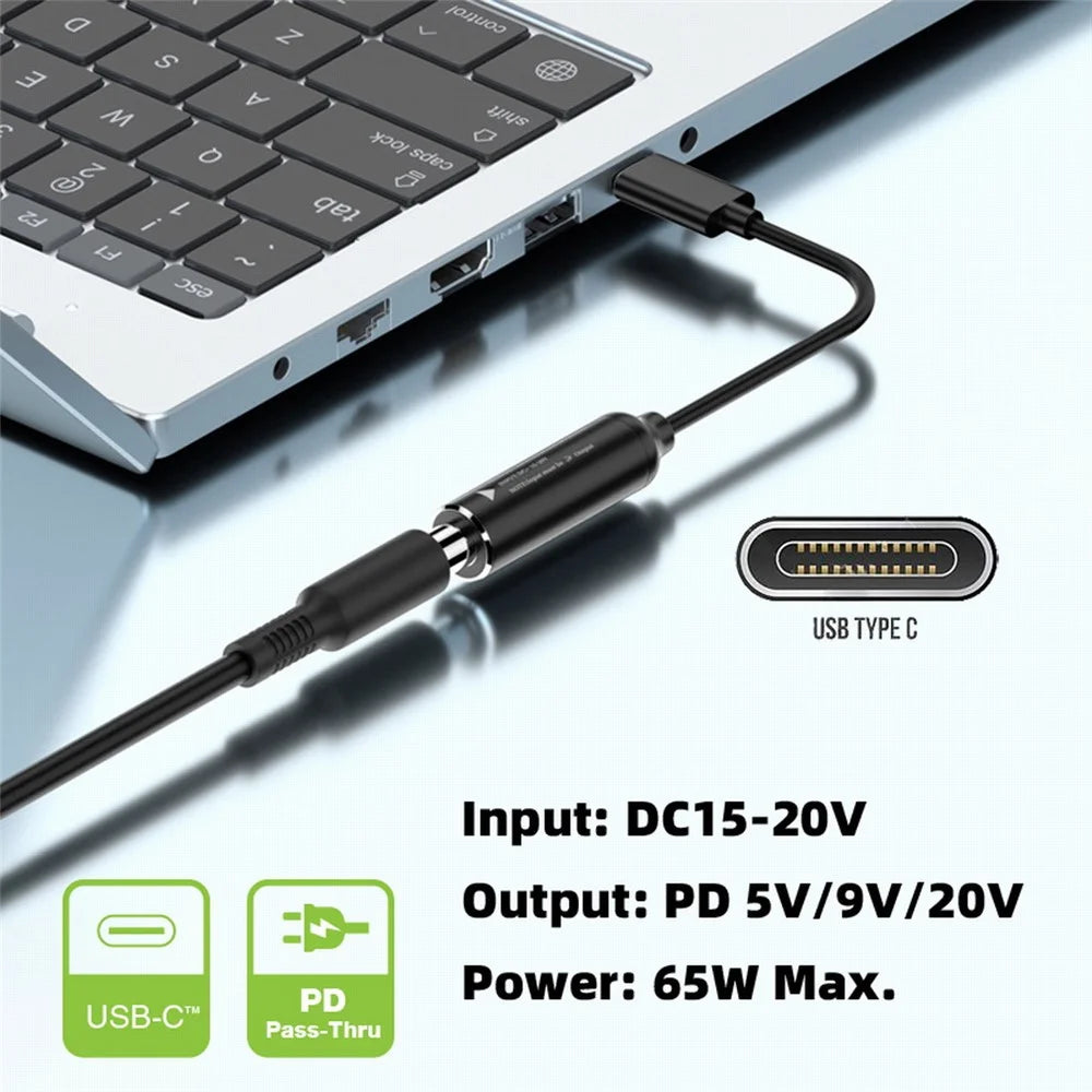 UC-149-4817MM DC Jack 4.8x1.7mm Input Female to Type-C Male Power Plug Charge Cable for Laptop Phone PD9V 15V 20V - 7
