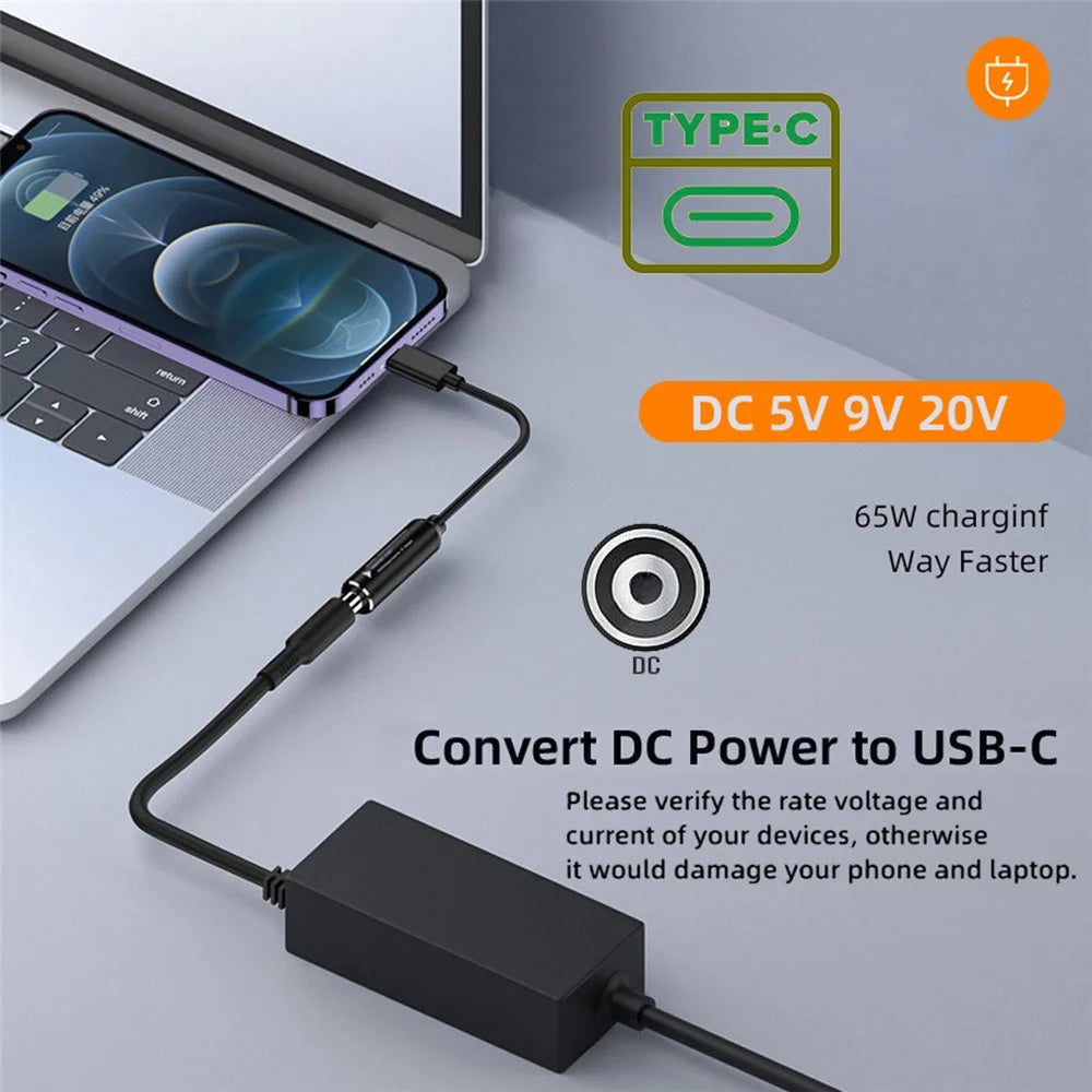 UC-149-4017MM DC Jack 4.0x1.7mm Input Female to Type-C Male Power Plug Charge Cable for Laptop Phone PD9V 15V 20V - 6