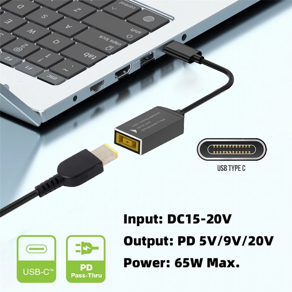 UC-149-1145MM Rectangle Jack Thinkpad 11x4.5mm Input Female to Type-C Male Charge Cable for Laptop Phone PD9V 15V 20V - 7