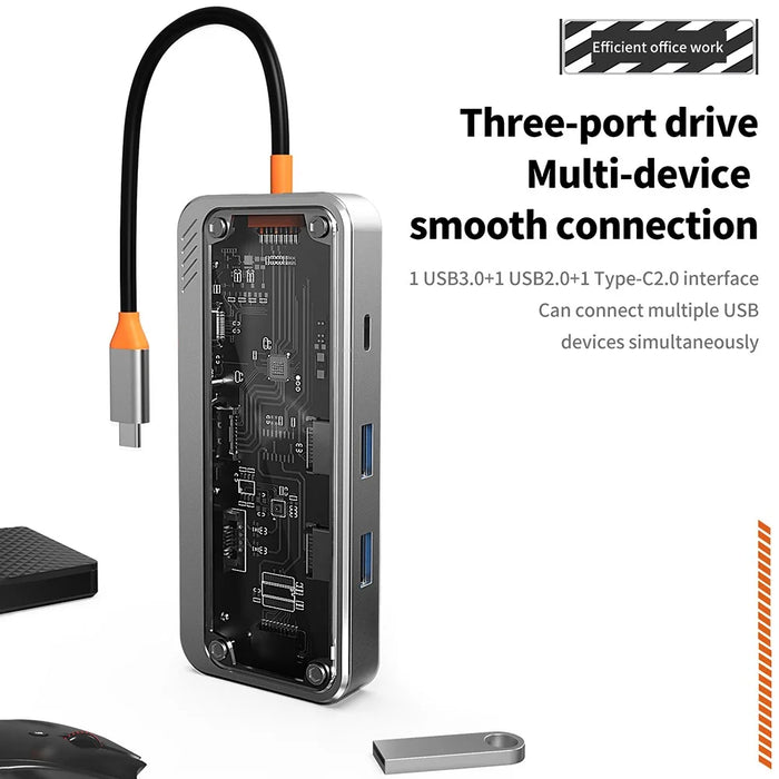 SW8V 8 in 1 Type-C Docking Station Portable USB Hub Adapter USB-C to USB3.0 / USB2.0 / Type-C2.0 / 100M Ethernet - 5