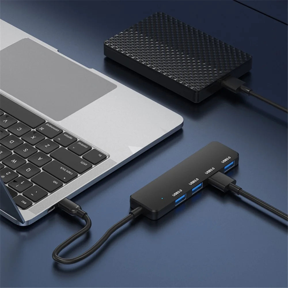 S-304 4-Port USB Adapter Charging + Data Transmission USB 3.0 Hub Expansion Dock Station Converter - 4