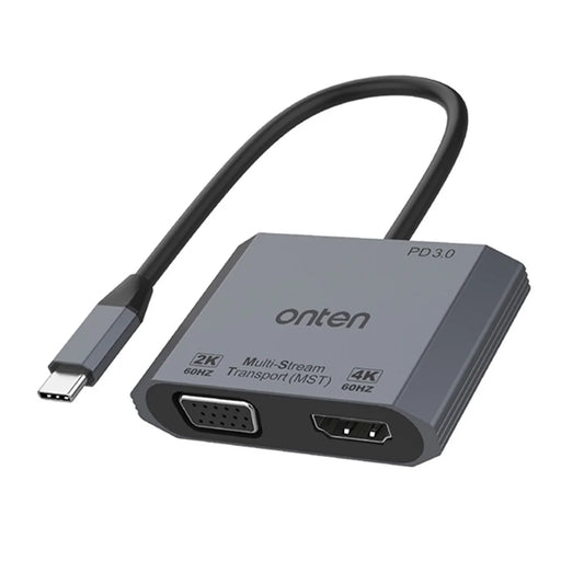 ONTEN M205 3-in-1 Type-C to HD+VGA Adapter Cable with PD Fast Charging USB-C Video Converter - Black - 1