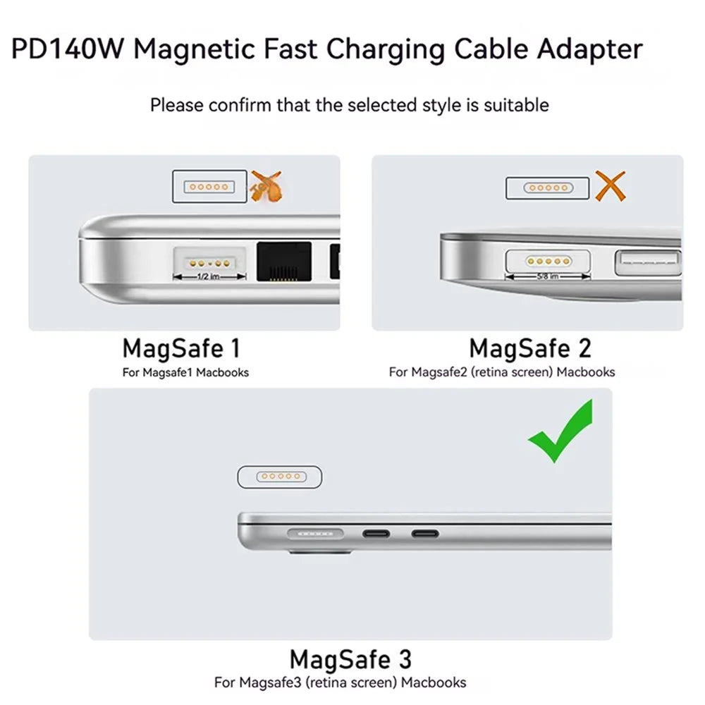 Type-C Female to for Magsafe 3 Magnetic Charging Adapter 140W PD Converter for Macbook Pro - Straight - 4