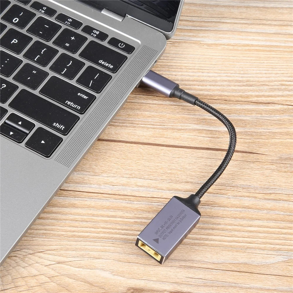 Type-C Male to Square Female Converter Cable Nylon Braided Adapter Coard for Lenovo - 4