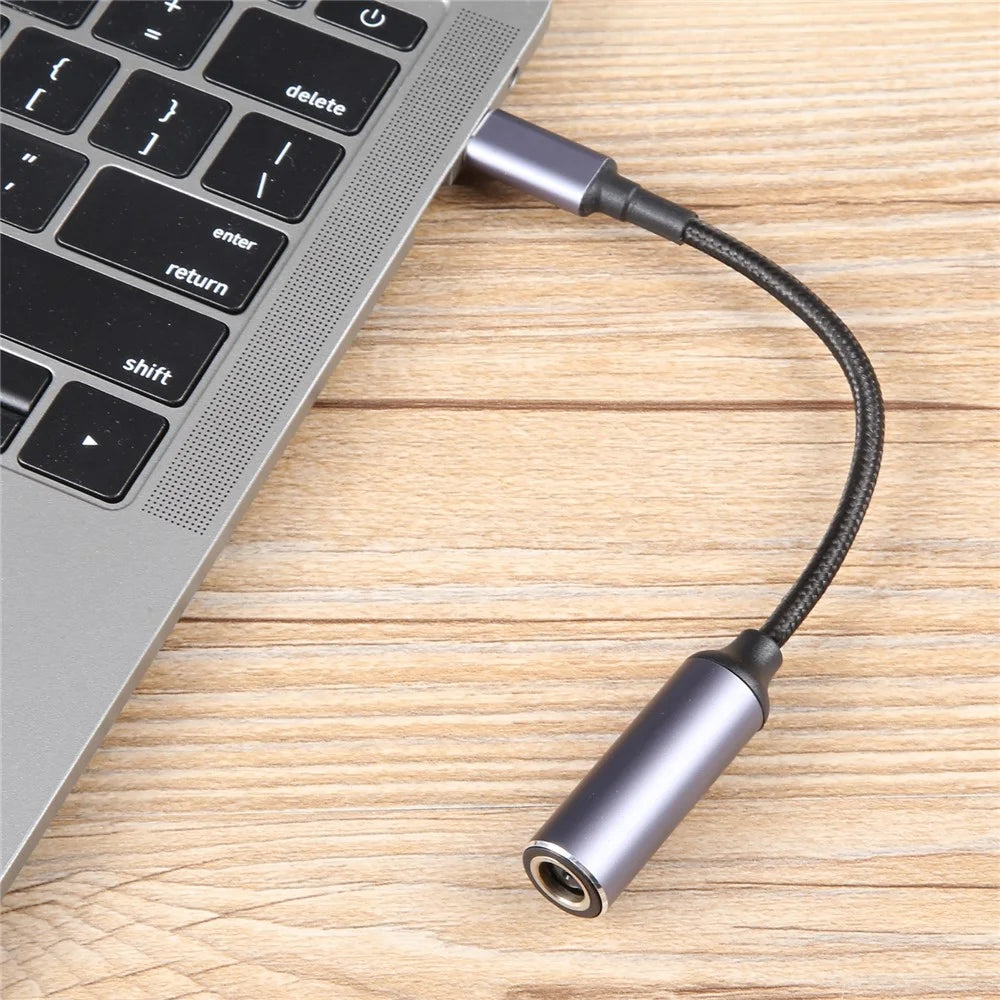 Type-C Male to 7.9x0.9mm Female Charge Converter Nylon Braided 5V 9V 20V Power Plug Charge Cable - 4