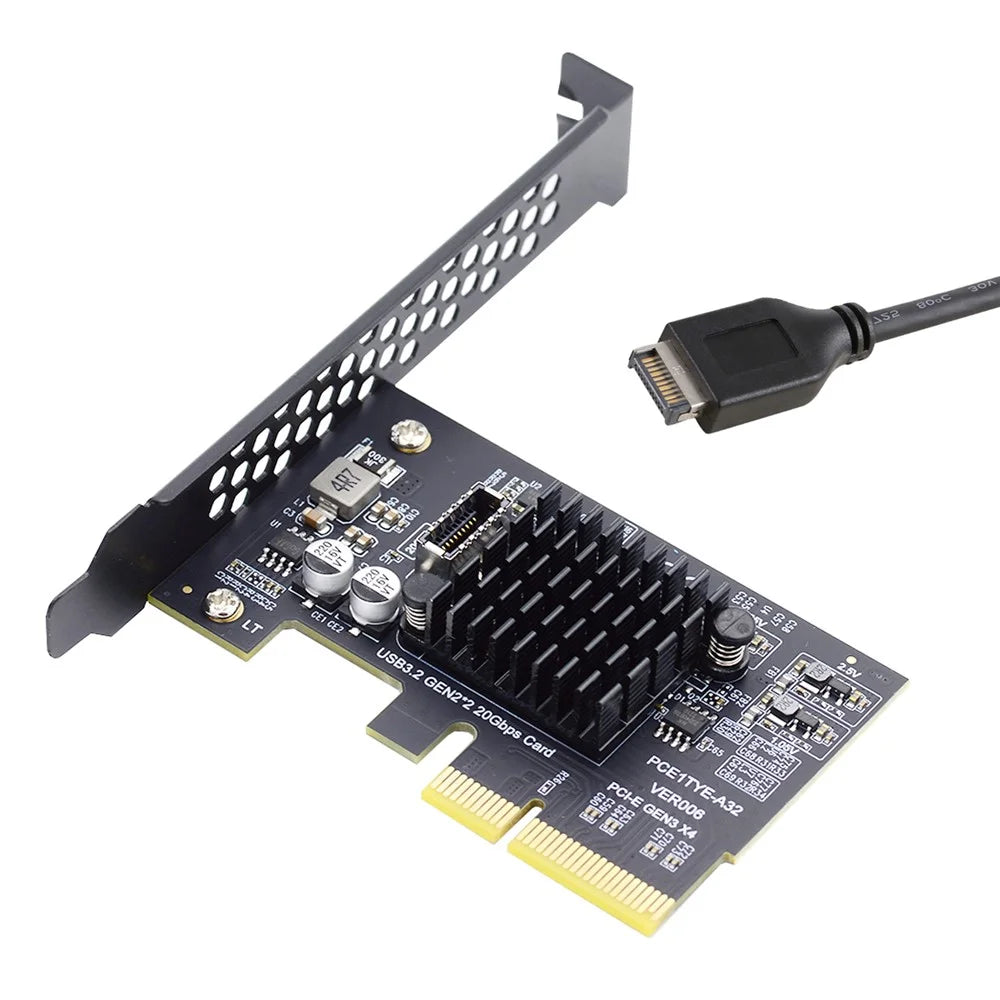 UC-104-EF USB 3.2 Gen2 Type-E 20Gbps Front Panel Socket to PCI-E 4X Express Card Adapter for Desktop Motherboard (ASM3242 Chipset) - 1