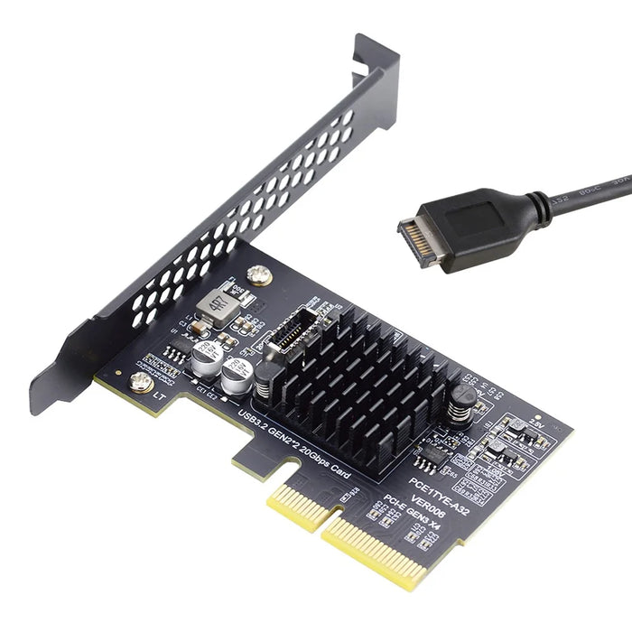 UC-104-EF USB 3.2 Gen2 Type-E 20Gbps Front Panel Socket to PCI-E 4X Express Card Adapter for Desktop Motherboard (ASM3242 Chipset) - 1