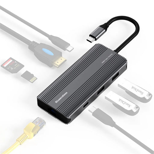 BLUEENDLESS HD805 Type-C Hub 8K@30Hz 8-in-1 Multiport Desktop PC Laptop Adapter USB3.1 Splitter - 1